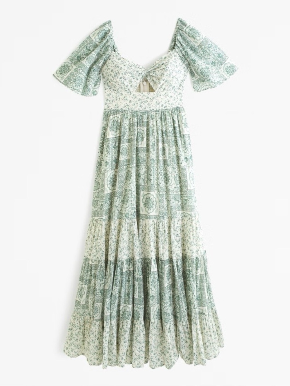 Abercrombie & Fitch Twist-Front Tiered Maxi Dress in the "Green Paisley"